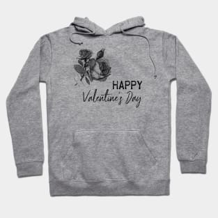 Valentine with Black Rose Flower Illustration Hoodie